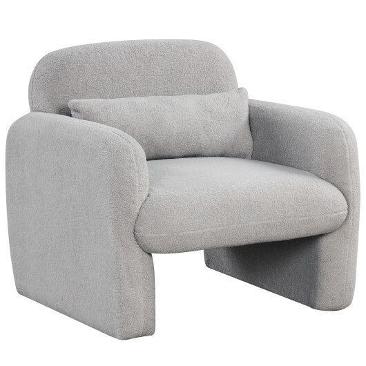 Modern Accent Chair with Waist Pillow and Armrests for Living Room Bedroom-Beige