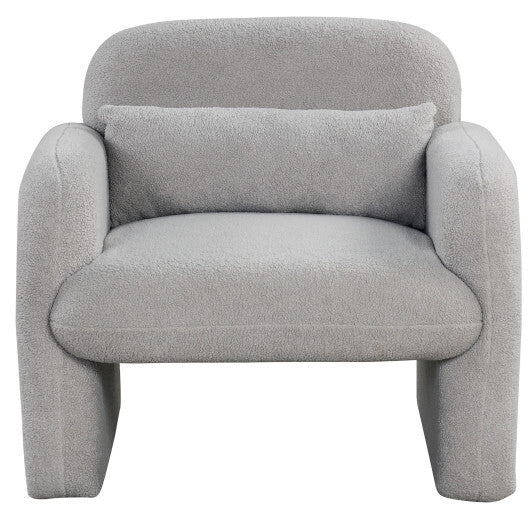 Modern Accent Chair with Waist Pillow and Armrests for Living Room Bedroom-Beige