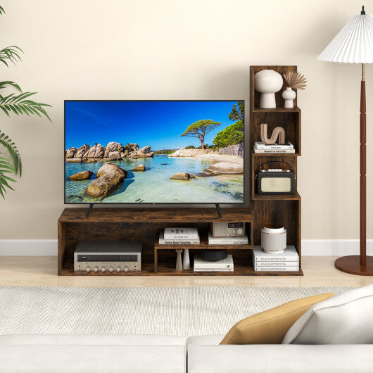 Cube TV Stand for TVs up to 50 Inch Media Console Table with Storage Shelves-White