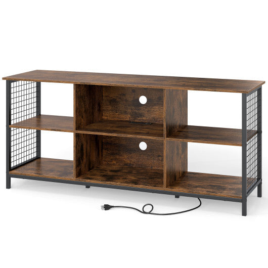 TV Stand for 65 Inch TVs-Rustic Brown and Black
