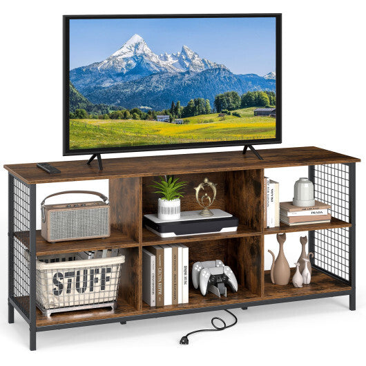TV Stand for 65 Inch TVs-Rustic Brown and Black