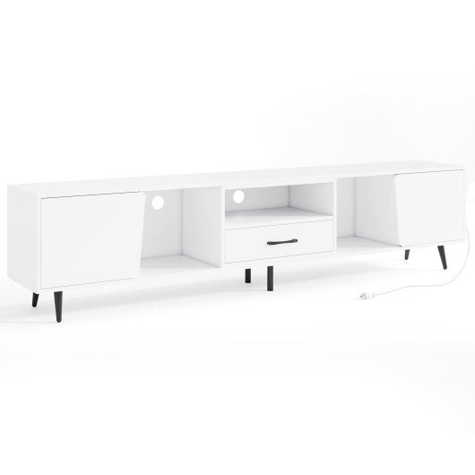 79" TV Stand for TVs up to 90 Inches Entertainment Center Wood Media Console Table Modern Mid Century TV Cabinet-White W2B