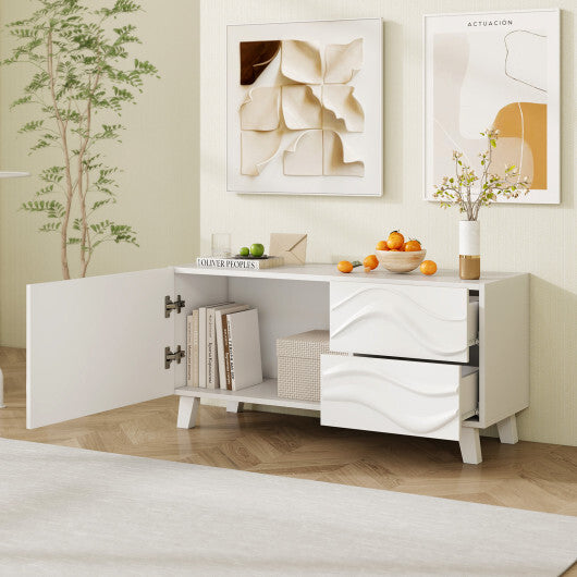 Modern Mid Century TV Stand  with Drawers for 44 Inch TV-White