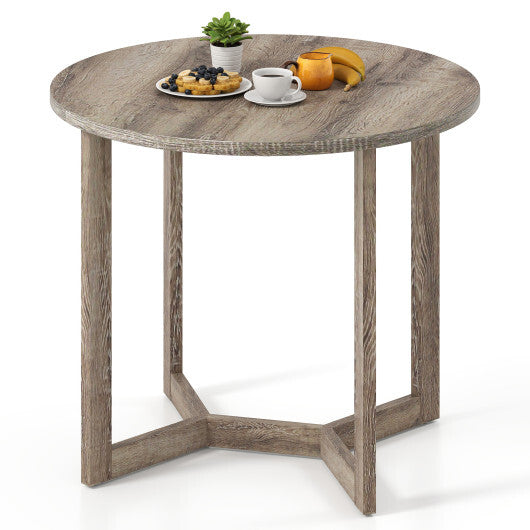 36 Inch Round Wood Dining Table for 2-4 People with Wing-shaped Pedestal Base-Grey W2B