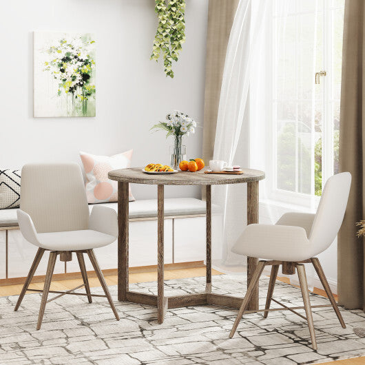 36 Inch Round Wood Dining Table for 2-4 People with Wing-shaped Pedestal Base-Grey W2B