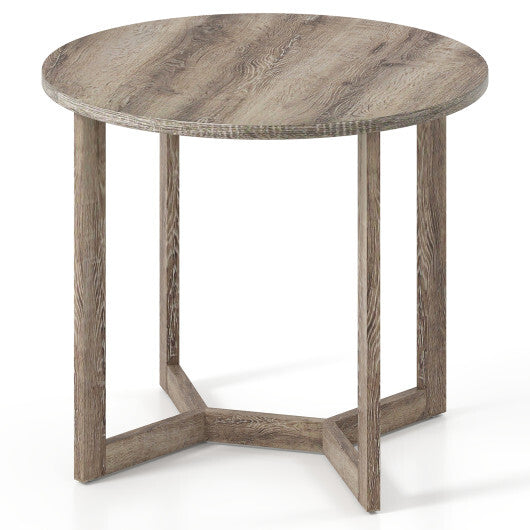 36 Inch Round Wood Dining Table for 2-4 People with Wing-shaped Pedestal Base-Grey W2B