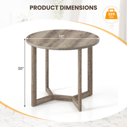 36 Inch Round Wood Dining Table for 2-4 People with Wing-shaped Pedestal Base-Grey W2B
