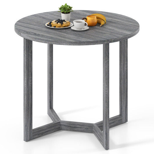 36 Inch Round Wood Dining Table for 2-4 People with Wing-shaped Pedestal Base-Grey W2B