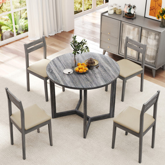 36 Inch Round Wood Dining Table for 2-4 People with Wing-shaped Pedestal Base-Grey W2B