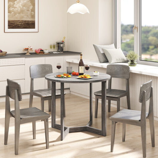 36 Inch Round Wood Dining Table for 2-4 People with Wing-shaped Pedestal Base-Grey W2B