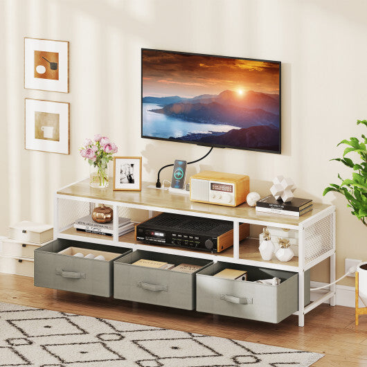 TV Stand for TVs up to 65 Inches with Power Outlets USB Charging-Rustic Brown