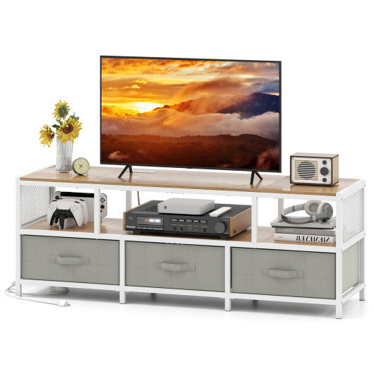 TV Stand for TVs up to 65 Inches with Power Outlets USB Charging-Rustic Brown