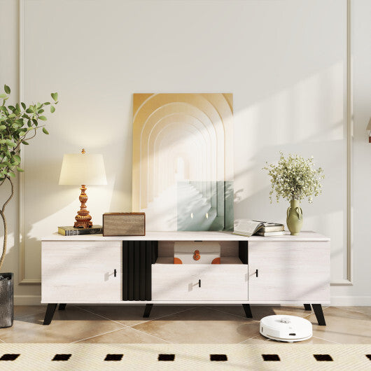 Mid Century Modern TV Stand Entertainment Center for 80" TVs-Oak W2B