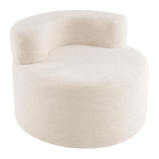 Moon-Shaped Floor Single Sofa Chair with Soft Teddy Fleece-Beige
