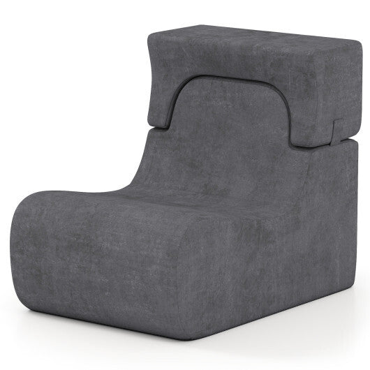 Floor Chair Lazy Sofa with Detachable Headrest-Gray W2B
