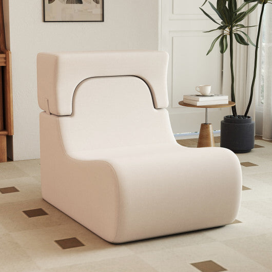 Floor Chair Lazy Sofa with Detachable Headrest-Gray W2B