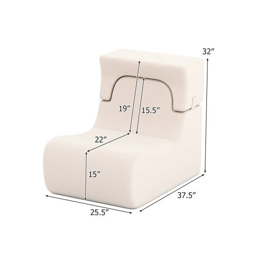 Floor Chair Lazy Sofa with Detachable Headrest-Gray W2B