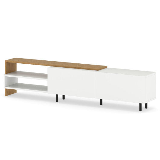 Modern TV Stand for 80 Inches TVs with Storage Shelves and Cabinets-White W2B
