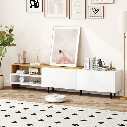 Modern TV Stand for 80 Inches TVs with Storage Shelves and Cabinets-White W2B