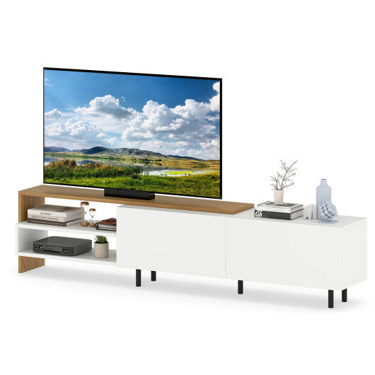 Modern TV Stand for 80 Inches TVs with Storage Shelves and Cabinets-White W2B