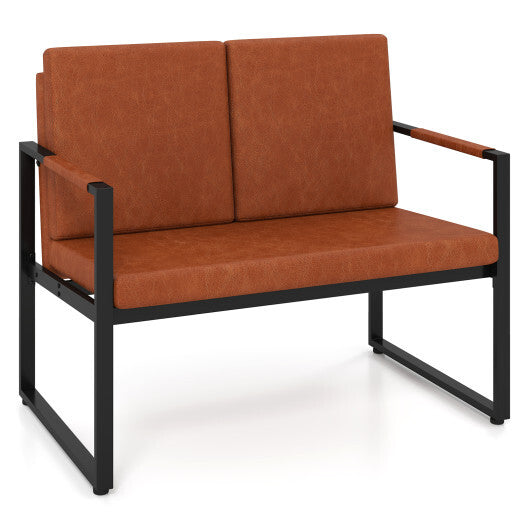 Modern Loveseat Sofa 2 Seater Small Couch-Brown W2B