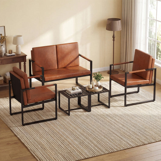 Modern Loveseat Sofa 2 Seater Small Couch-Brown W2B