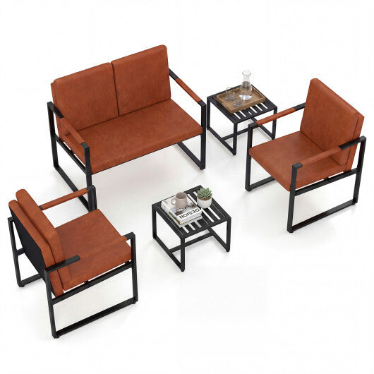 Modern Loveseat Sofa 2 Seater Small Couch-Brown W2B