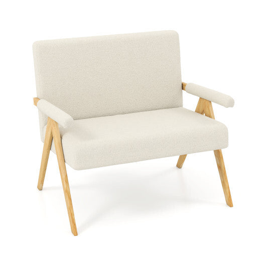 Loveseat Sofa with Armrests and Wooden Legs-Beige W2B