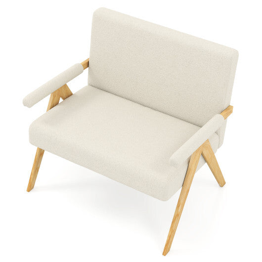 Loveseat Sofa with Armrests and Wooden Legs-Beige W2B