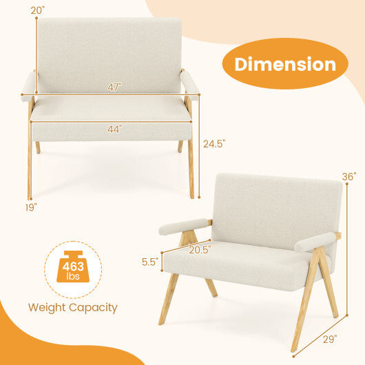 Loveseat Sofa with Armrests and Wooden Legs-Beige W2B