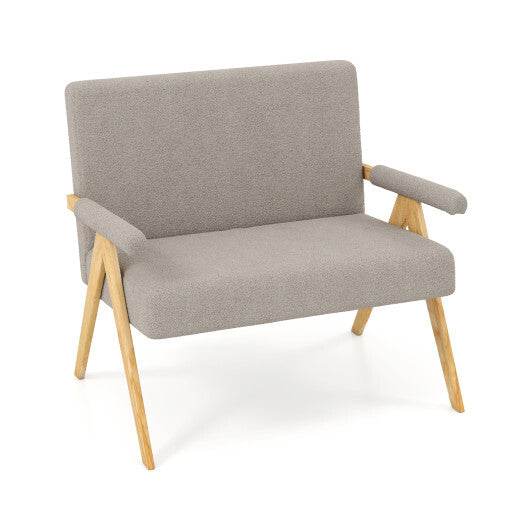 Loveseat Sofa with Armrests and Wooden Legs-Beige W2B