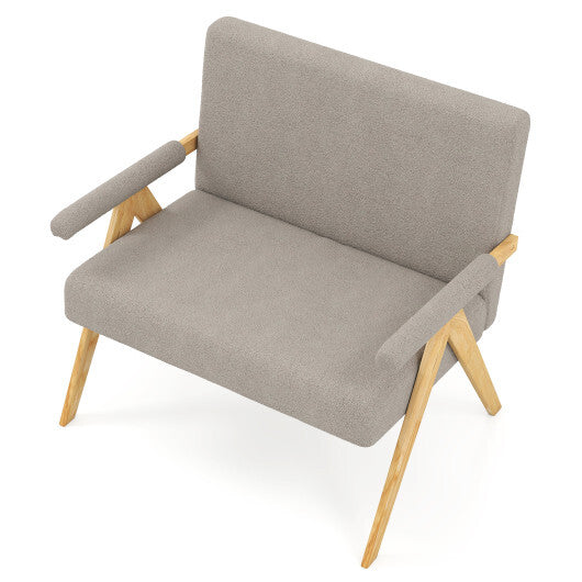 Loveseat Sofa with Armrests and Wooden Legs-Beige W2B