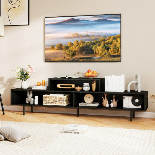 3 Cubby TV Stand for TVs up to 70 Inch with Open Storage Compartments-Rustic Brown W2B