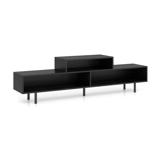3 Cubby TV Stand for TVs up to 70 Inch with Open Storage Compartments-Rustic Brown W2B