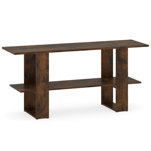 2-Tier TV Stand with Storage for TVs up to 55 Inch Console Table with Open Shelf-White W2B