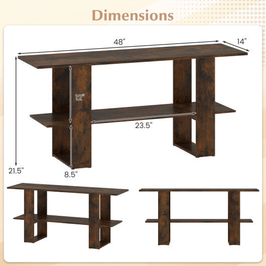 2-Tier TV Stand with Storage for TVs up to 55 Inch Console Table with Open Shelf-White W2B