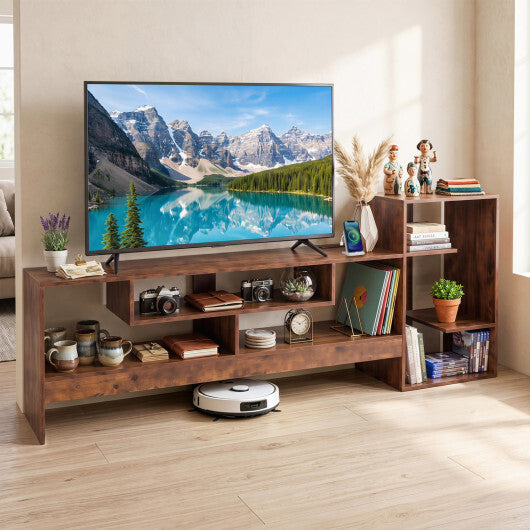 Cube TV Stand for 55 Inch TV with Power Outlets and Open Storage Shelves-Rusticbrown W2B