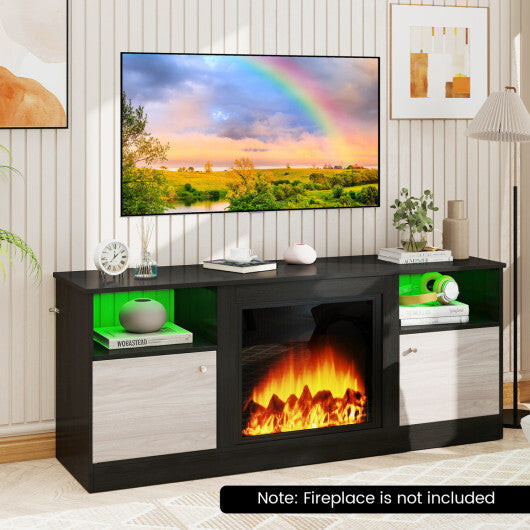 Entertainment Center with Adjustable Shelf & Open Compartment for 65" TVs-Black W2B