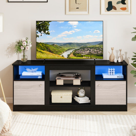 Entertainment Center with Adjustable Shelf & Open Compartment for 65" TVs-Black W2B