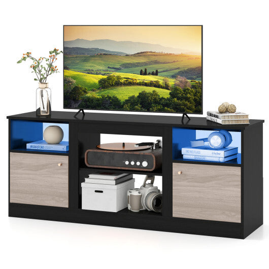 Entertainment Center with Adjustable Shelf & Open Compartment for 65" TVs-Black W2B