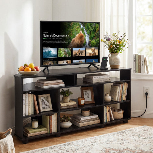 Corner Entertainment Center TV Stand for TVs up to 55 Inch-Black W2B