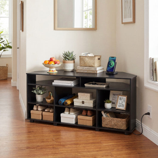 Corner Entertainment Center TV Stand for TVs up to 55 Inch-Black W2B