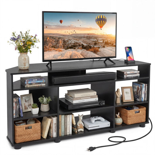 Corner Entertainment Center TV Stand for TVs up to 55 Inch-Black W2B
