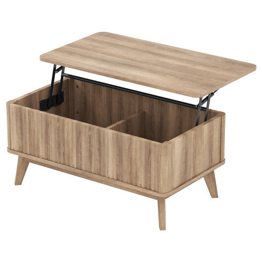 35.5" Rectangle Wooden Fluted Lift Top Coffee Table-Walnut W2B