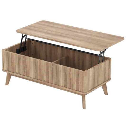 43.5" Rectangle Wooden Fluted Lift Top Coffee Table-Walnut W2B