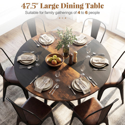 Round Dining Table for 4-6 with Storage Shelf and Metal Legs-Gray W2B