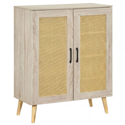 5-Tier Rattan Shoe Cabinet with 3 Removable Shelves-Natural W2B