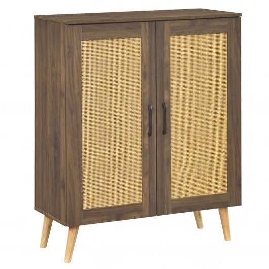 5-Tier Rattan Shoe Cabinet with 3 Removable Shelves-Natural W2B