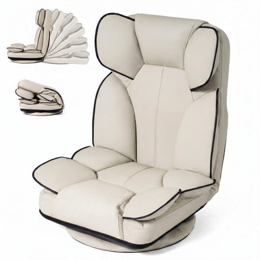 360 Degree Swivel Floor Gaming Chair with 6-Position Adjustable Backrest and Sponge Filling-Gray W2B