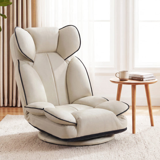 360 Degree Swivel Floor Gaming Chair with 6-Position Adjustable Backrest and Sponge Filling-Gray W2B